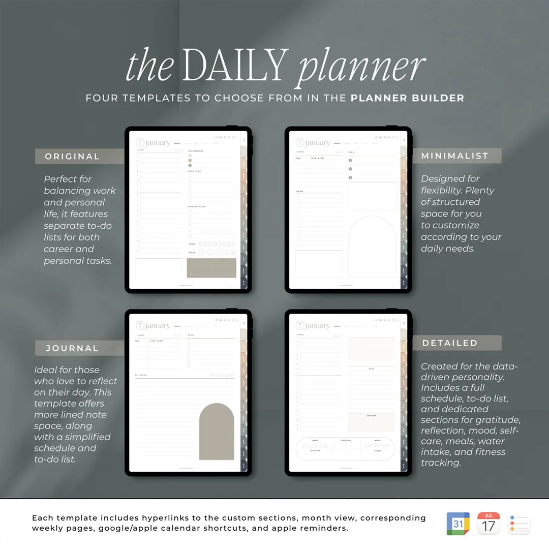 2025 Digital Planner, iPad & Tablet, Goodnotes, Notability, Aesthetic Planner, Minimalist Modern Vertical, Dated