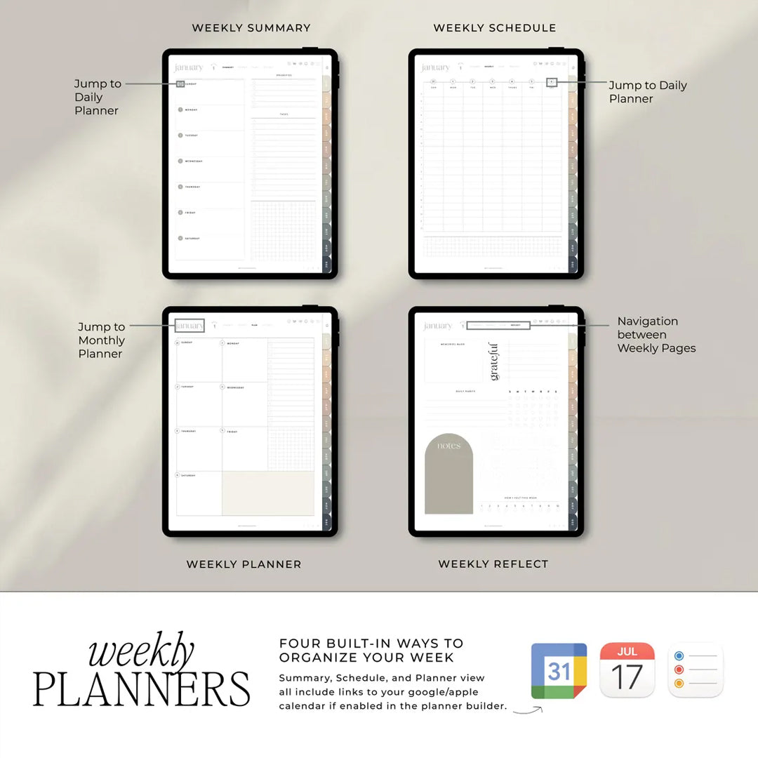 2025 Digital Planner, iPad & Tablet, Goodnotes, Notability, Aesthetic Planner, Minimalist Modern Vertical, Dated