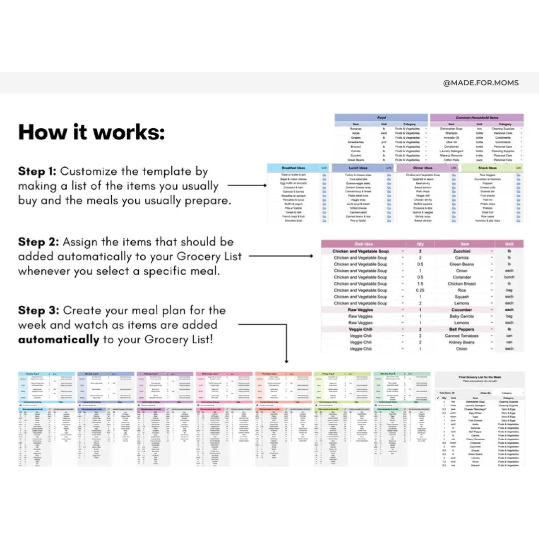 Weekly Meal Planner, Automatic Grocery List, Monthly Meal Calendar, Meal Prep Planner, Free Premium To Do List