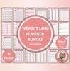 Weight Loss Planner Bundle, Weight Loss Tracker PDF, Instant Download Fitness Tracker, Calories Calculator