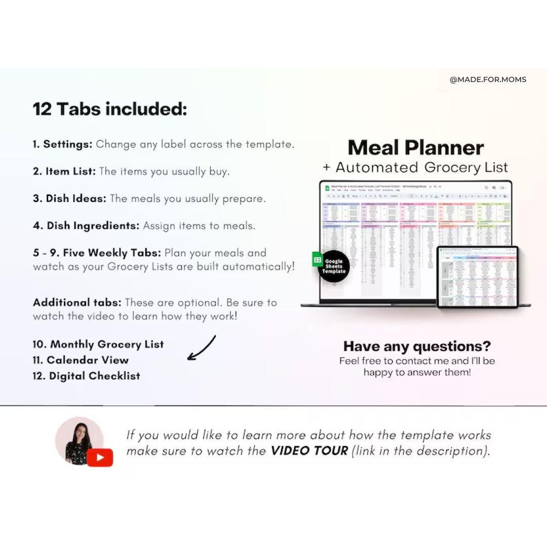 Weekly Meal Planner, Automatic Grocery List, Monthly Meal Calendar, Meal Prep Planner, Free Premium To Do List