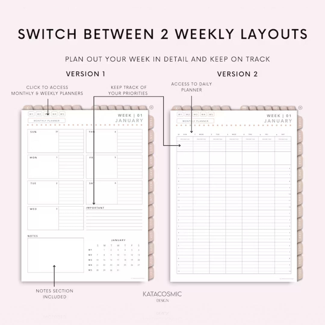 Ultimate Digital Planner, 2025, 2026 & Undated, Daily, Weekly Planner, iPad, Apple & Android