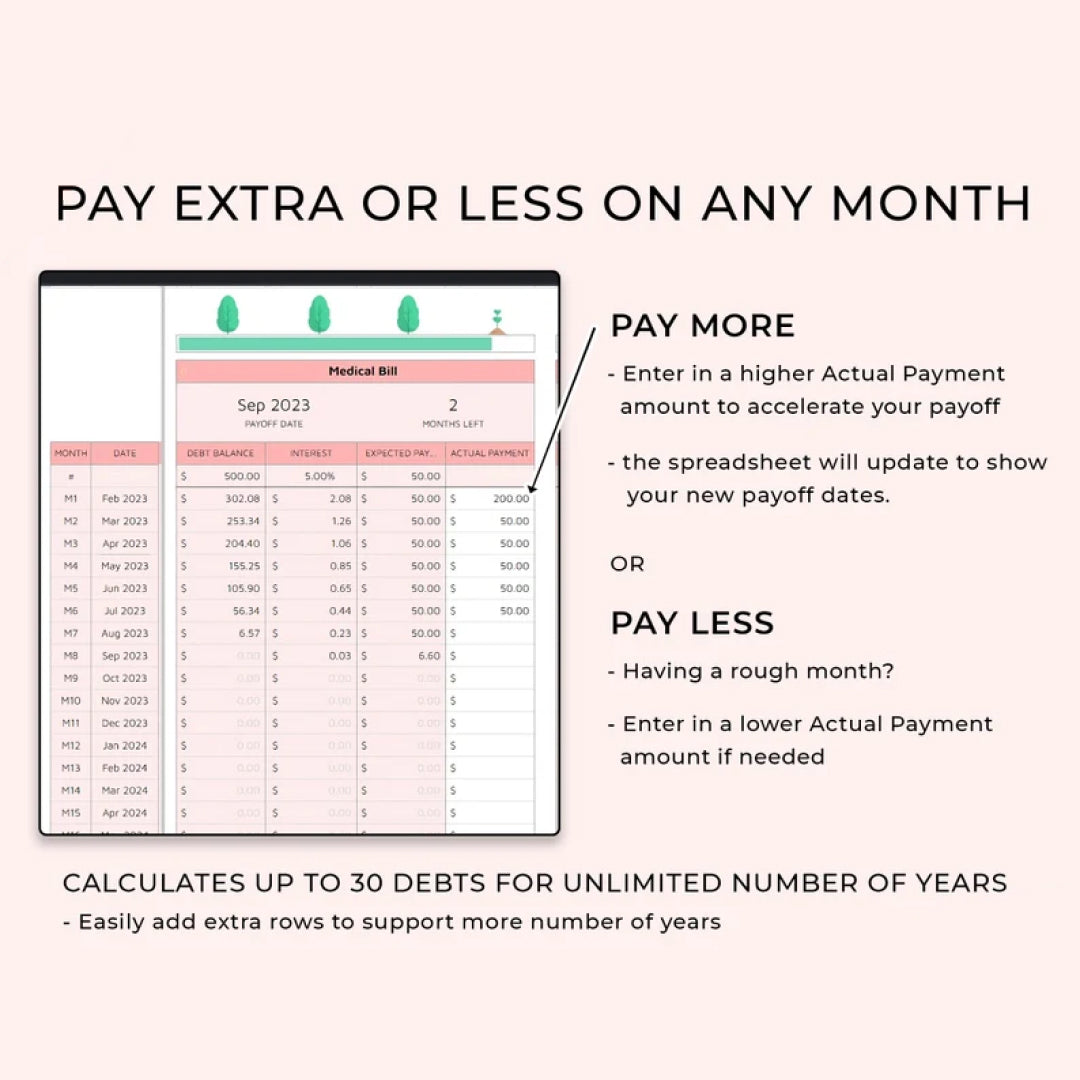 Debt Payoff & Monthly Budget Tracker, Google Sheets, Debt Snowball, Bill and Debt Tracker, Budget Planner