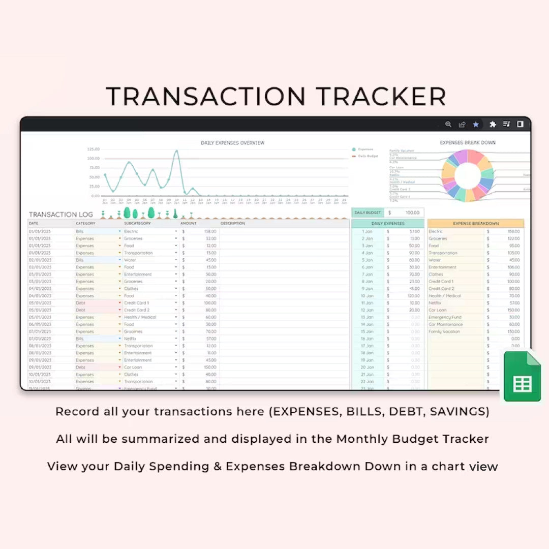 Debt Payoff & Monthly Budget Tracker, Google Sheets, Debt Snowball, Bill and Debt Tracker, Budget Planner