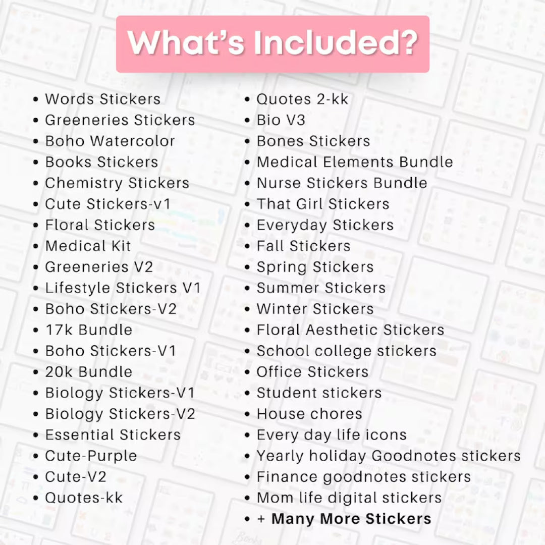 30,000+ Daily Digital Sticker Book for Goodnotes, PNG Files of Digital Stickers, Sticky Notes, Digital Icon Stickers