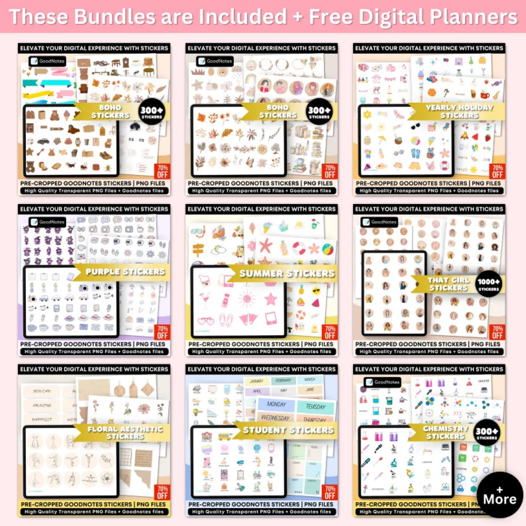 30,000+ Daily Digital Sticker Book for Goodnotes, PNG Files of Digital Stickers, Sticky Notes, Digital Icon Stickers