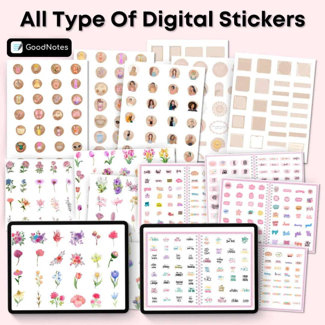 30,000+ Daily Digital Sticker Book for Goodnotes, PNG Files of Digital Stickers, Sticky Notes, Digital Icon Stickers