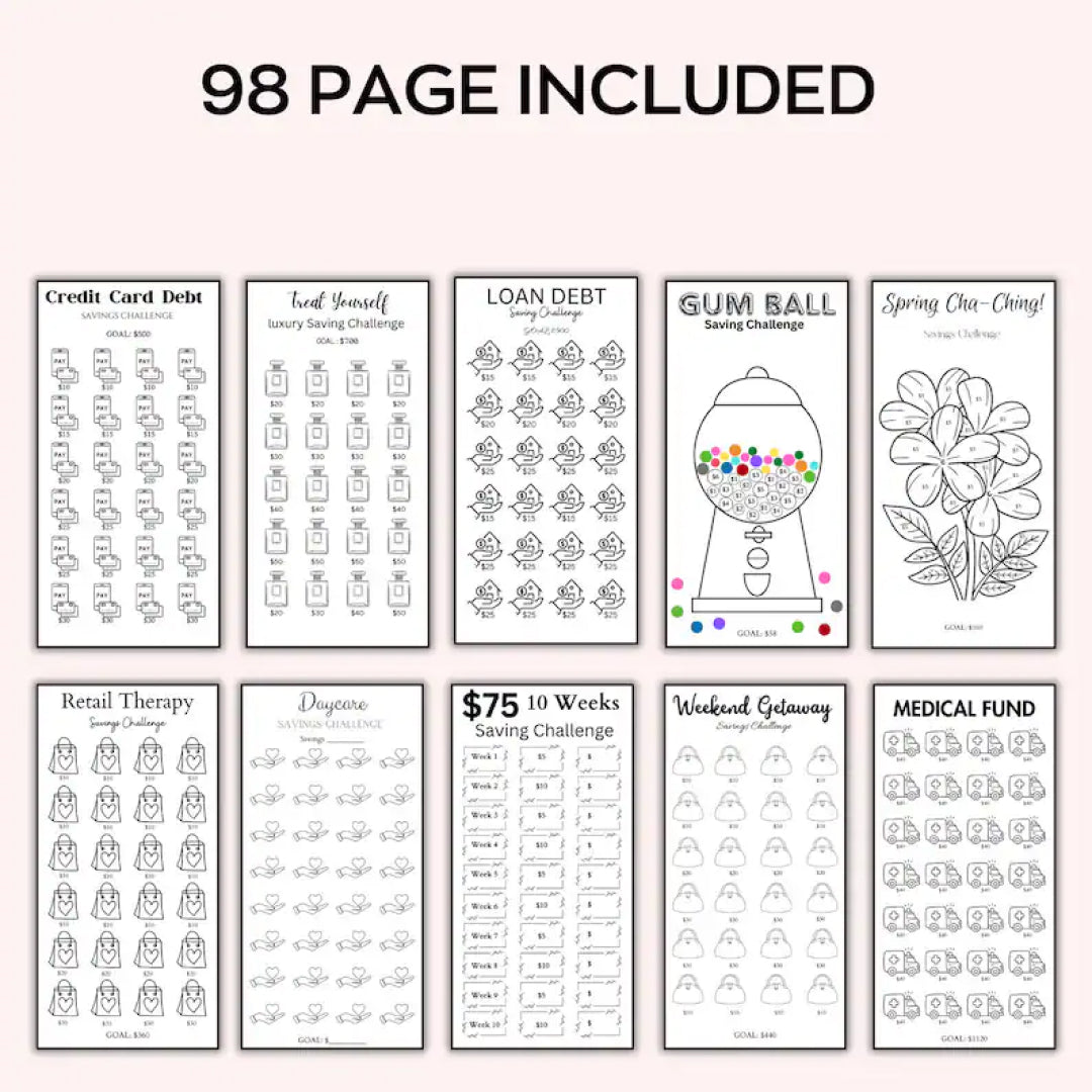 Savings Challenge Mega Bundle, A6 saving Tracker Printables, Mini Savings Challenge, Budget Binder