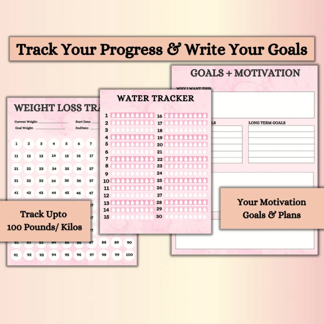 Weight Loss Planner Bundle, Weight Loss Tracker PDF, Instant Download Fitness Tracker, Calories Calculator