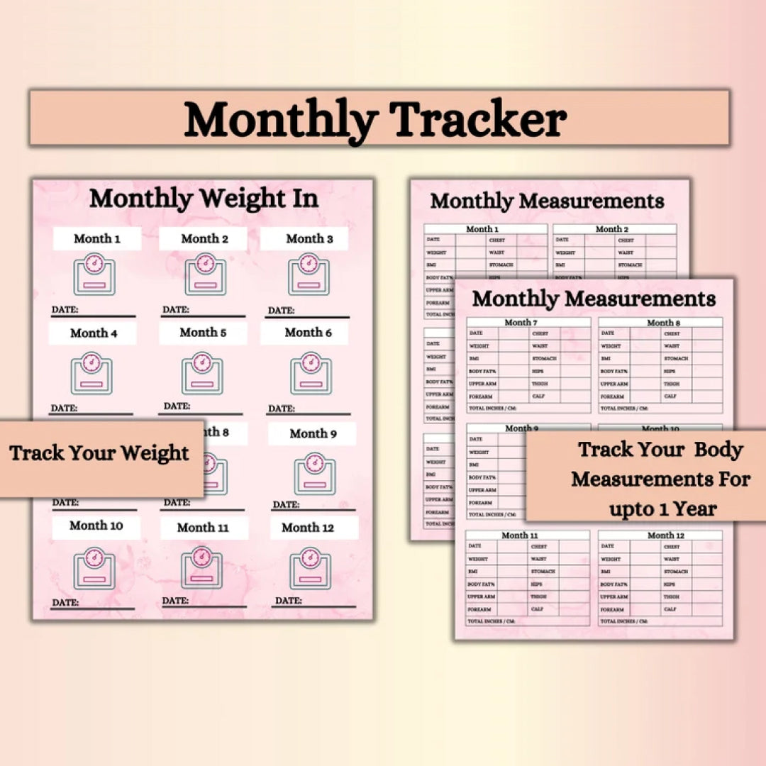 Weight Loss Planner Bundle, Weight Loss Tracker PDF, Instant Download Fitness Tracker, Calories Calculator