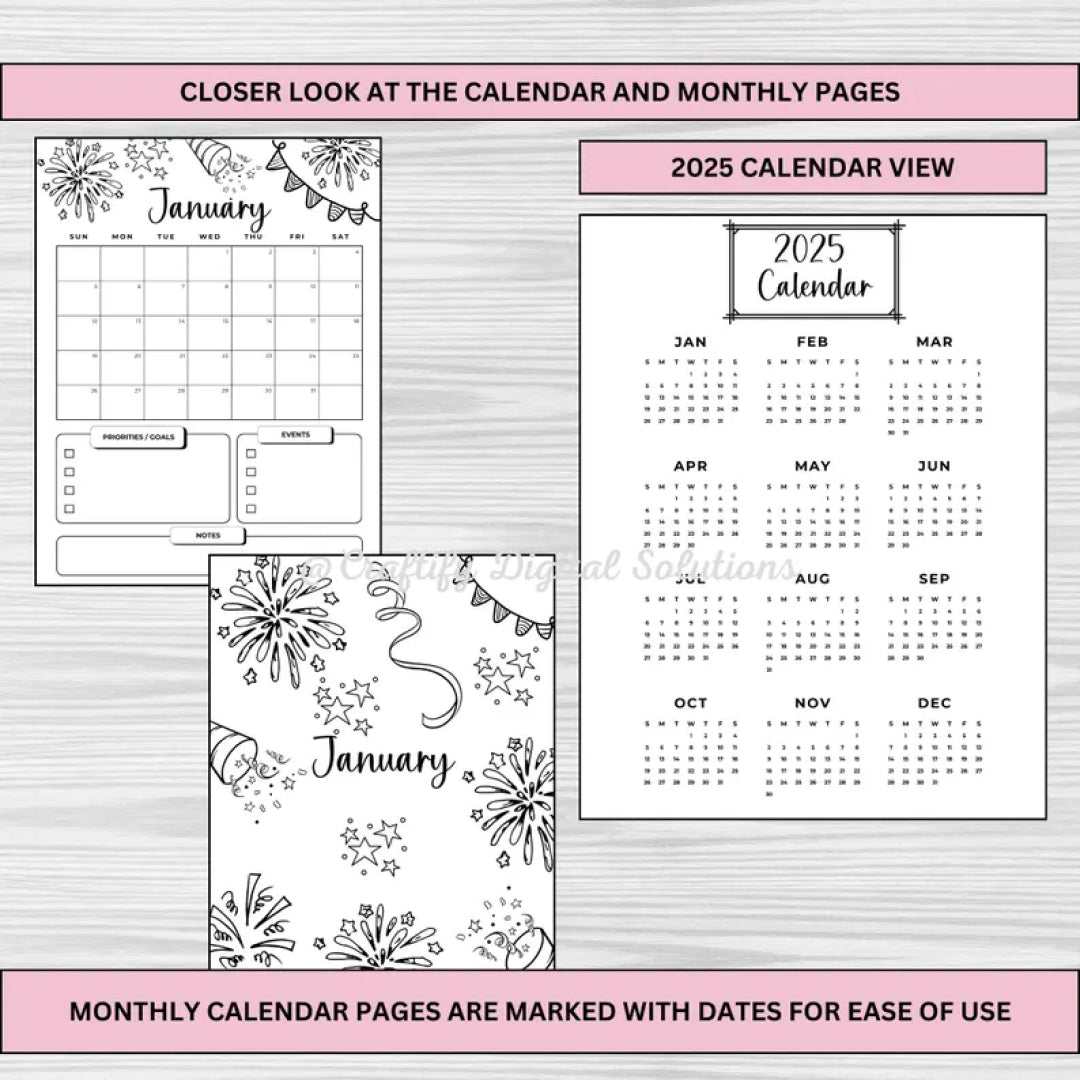 2025 Mega Bullet Journal Bundle, 300+ Printable Pages with Habit Trackers, Planners, Mood Trackers, Self-Care, US Letter Size, A4,A5