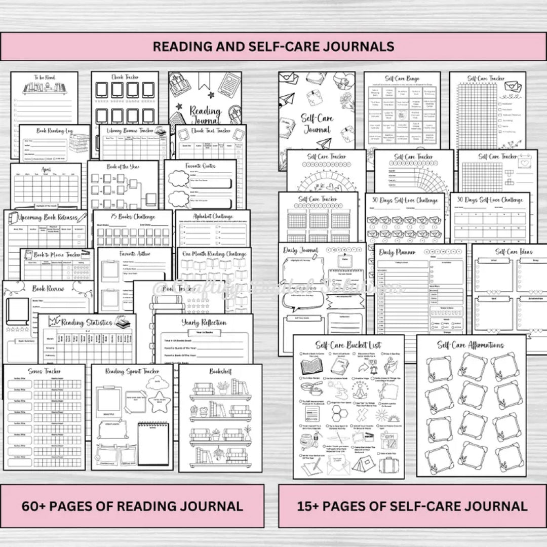 2025 Mega Bullet Journal Bundle, 300+ Printable Pages with Habit Trackers, Planners, Mood Trackers, Self-Care, US Letter Size, A4,A5