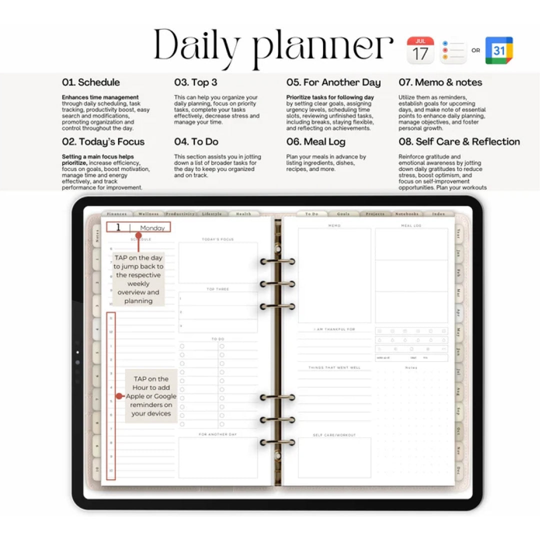 2025, 2026 All-in-One Dated Digital Planner, Budget, Fitness, Notebook, Daily Planner, iPad, Goodnotes, Notability Planner