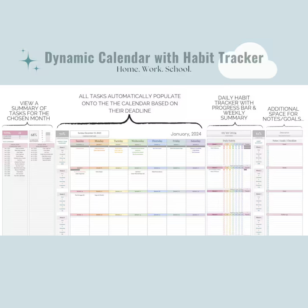 Task Tracker with Monthly Smart Calendar