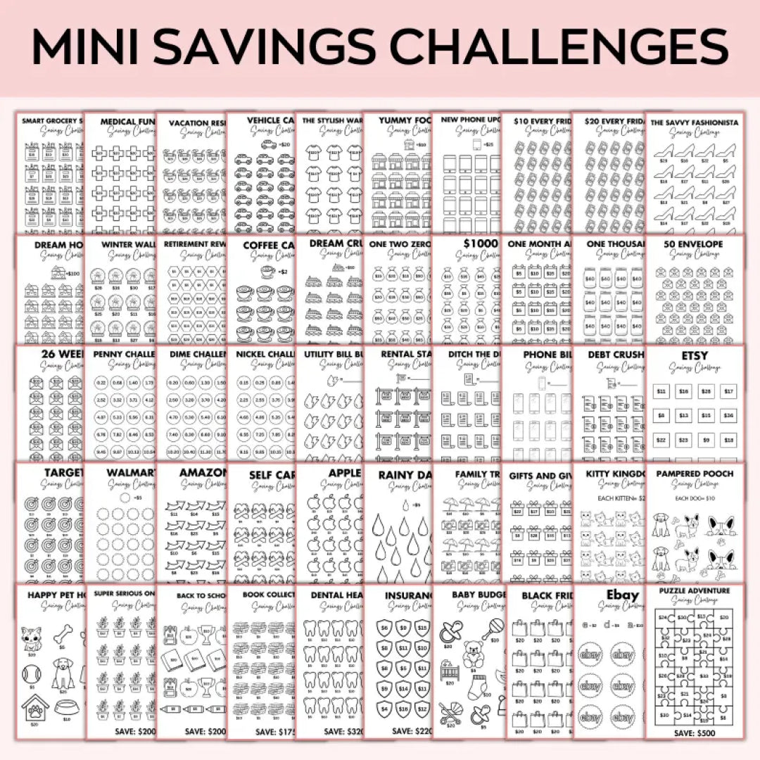 Unlimited Mini Savings Challenges Mega Bundle, Budget Binder, Savings Planner