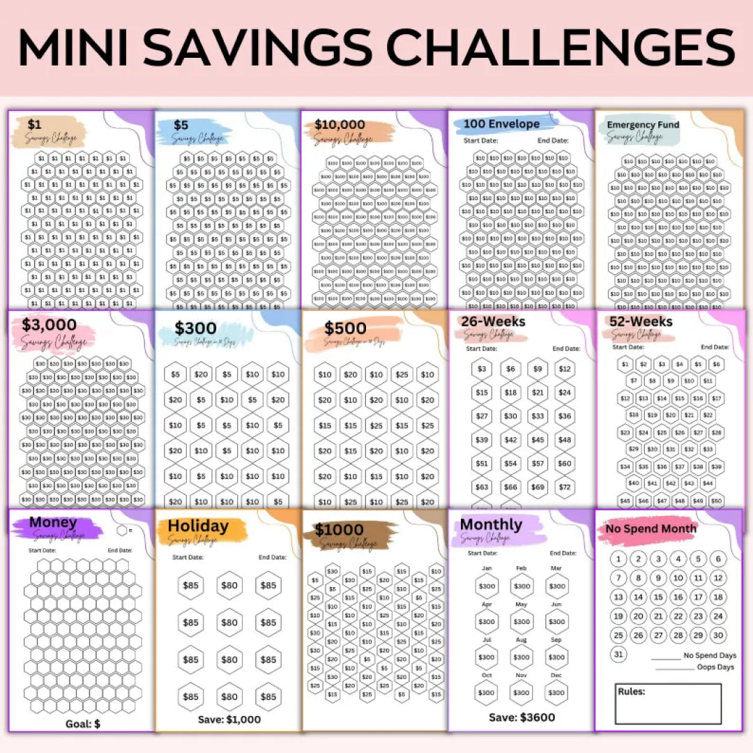 Unlimited Mini Savings Challenges Mega Bundle, Budget Binder, Savings Planner