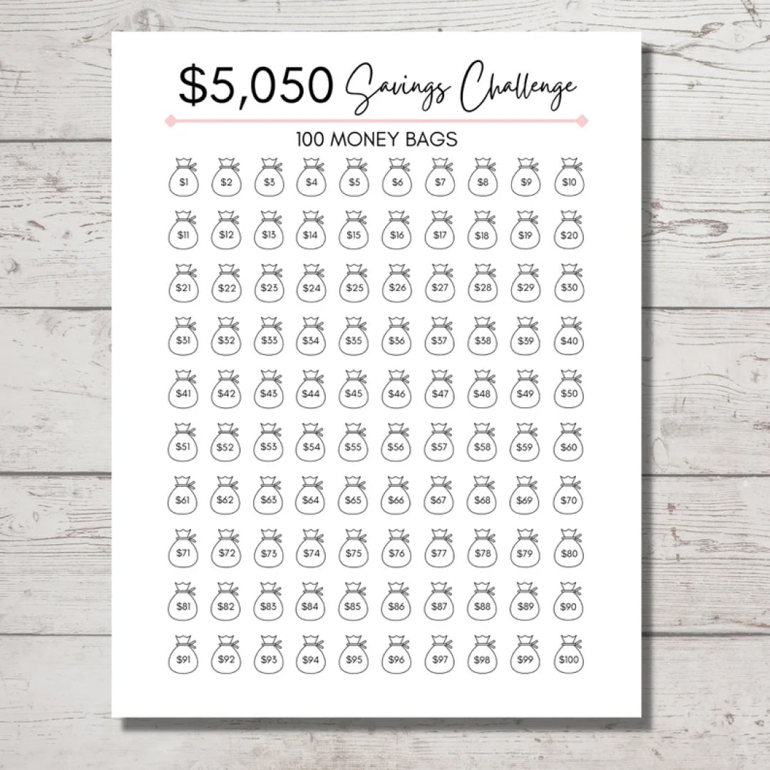 Savings Challenge, 100 Envelope Challenge Printable, 5050 Money Savings Printable Challenge, US Letter, A6, Budget Saving PDF