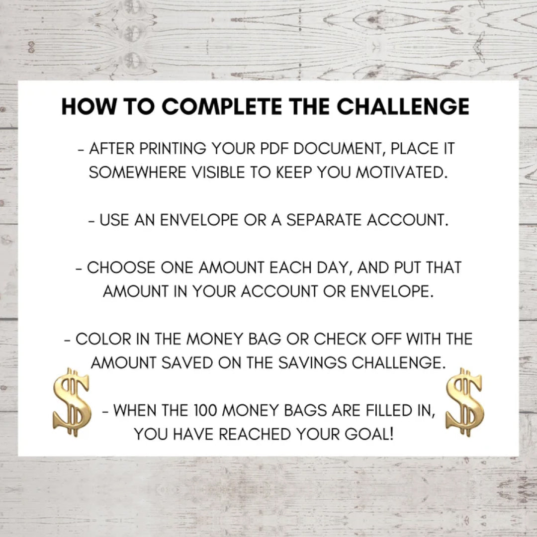 Savings Challenge, 100 Envelope Challenge Printable, 5050 Money Savings Printable Challenge, US Letter, A6, Budget Saving PDF