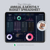 Annual & Monthly Budget Spreadsheet Template, Financial Planner, Google Sheets, Savings Tracker