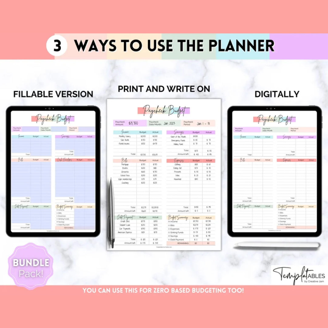 Paycheck Budget Planner, EDITABLE Budget by Paycheck Template, PDF Printable Budget Tracker, Finance Planner, Zero Based Budget Sheet Binder