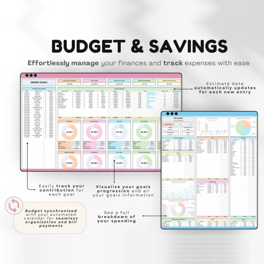 Life Planner, Digital Organizer, Budget Tracker, To-Do List, Meal Planner, New Goal Tracker