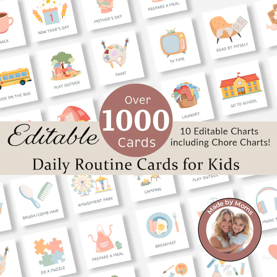 Daily routine cards for kids, Visual Schedule, Routine Chart for Kids, Chore Chart, Daily Rhythm Checklist, Editable