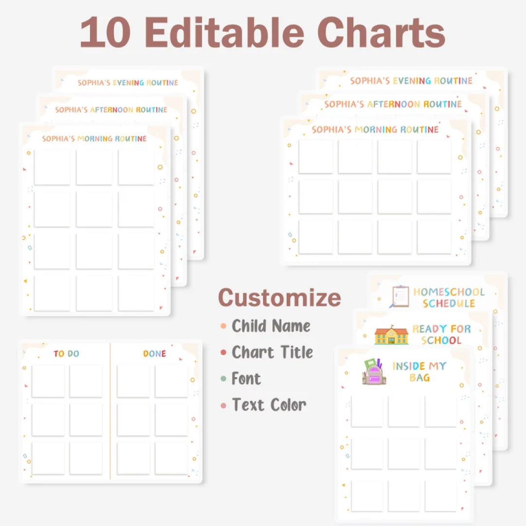 Daily routine cards for kids, Visual Schedule, Routine Chart for Kids, Chore Chart, Daily Rhythm Checklist, Editable