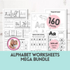 Preschool+Kindergarten Learning Alphabet Mega Bundle Worksheets Printable Tracing Coloring Homeschool Teacher Kids Letters Kindergarten & Prek Toddlers Handwriting Letter Practice