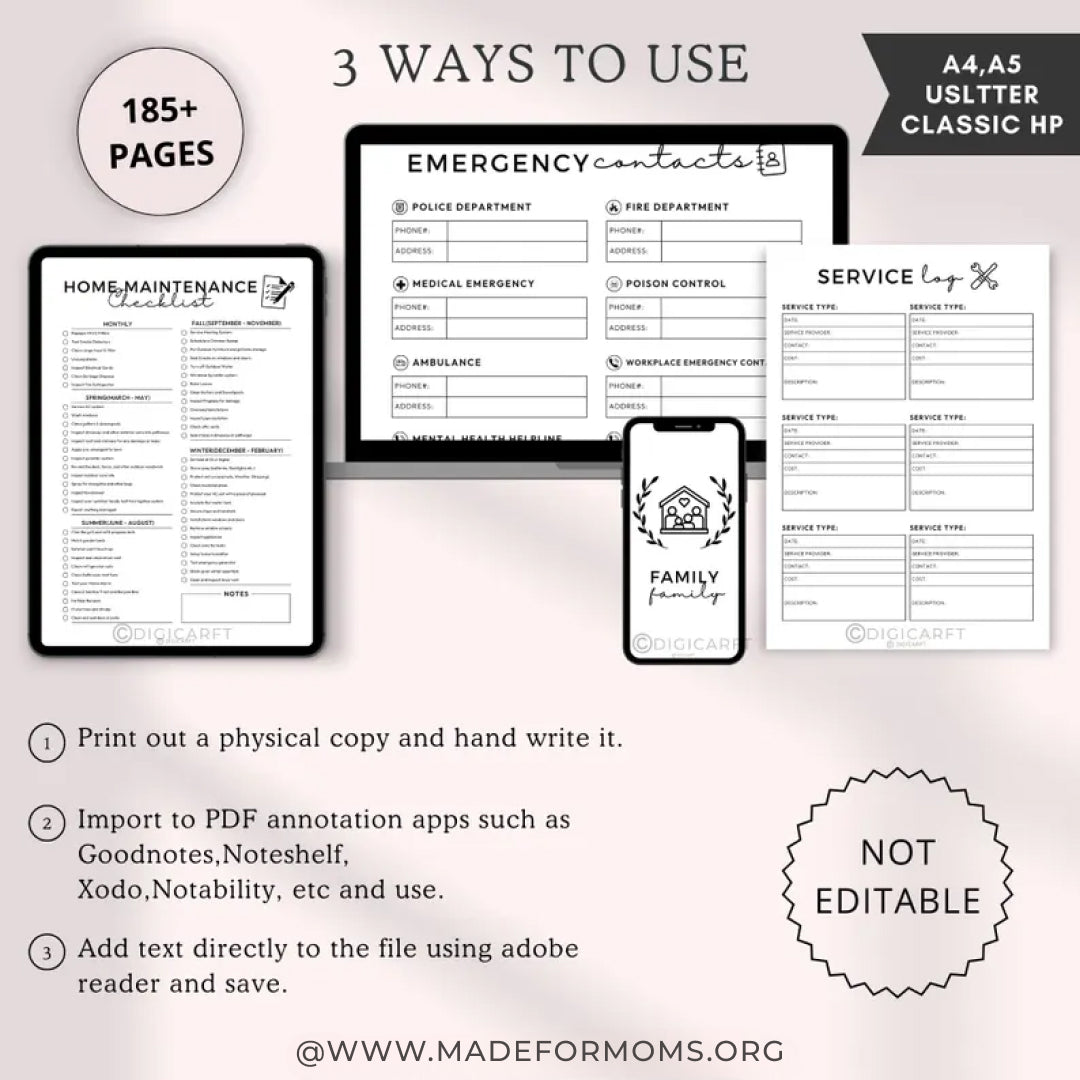 Home Management Binder Printable, Life Planner Bundle, Daily Routine, Household Budget Sheets, Productivity Trackers